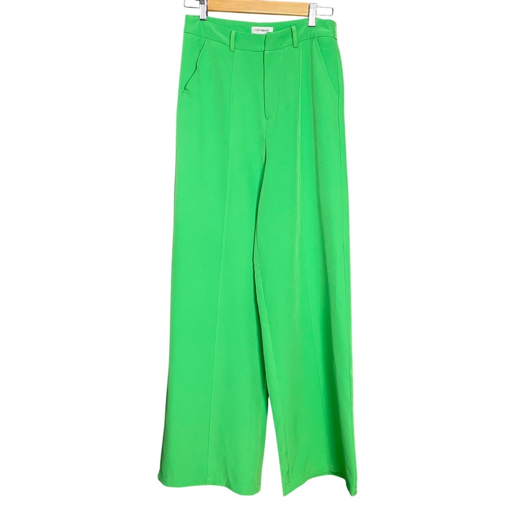 Extro&Vert Wide Leg Pants Bright Green High Waisted Trousers Dress Pants Size 4